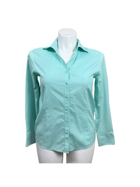 Talbots Wrinkle Resistant Stretch Button Down Shirt Aqua Size 8